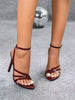 Women's Elegant Burgundy Strappy Criss-Cross Open-Toe High Heels Sandals, Stylish Fashion Party Shoes,Stiletto Heels,Summer Sandals
